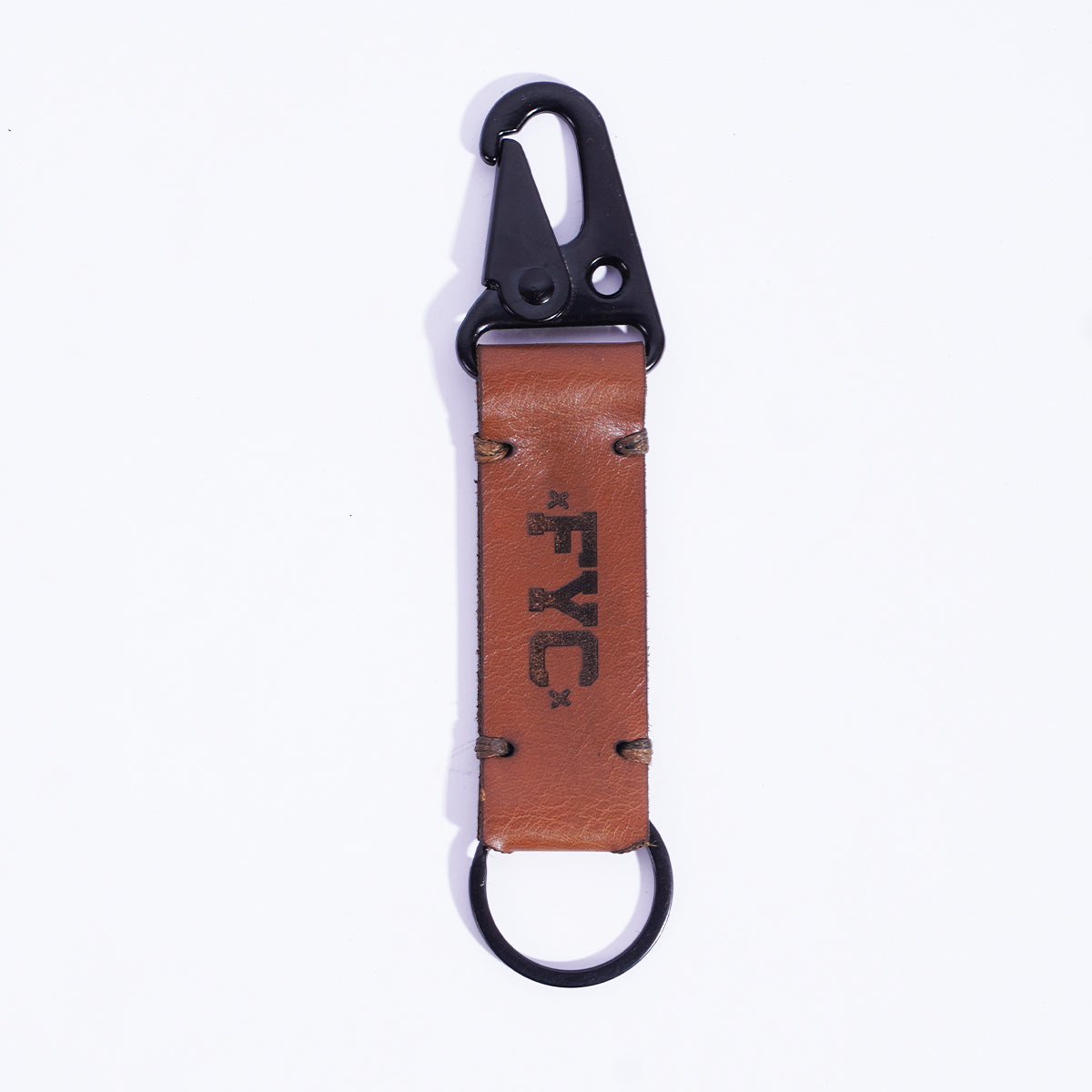 FYC KEYCHAIN LEATHER DEBOSS BROWN
