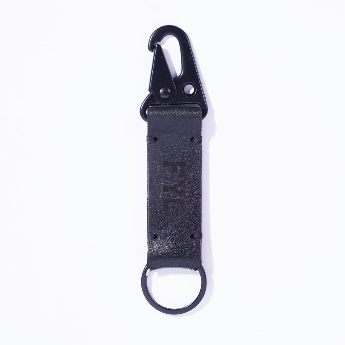 FYC KEYCHAIN LEATHER DEBOSS BLACK